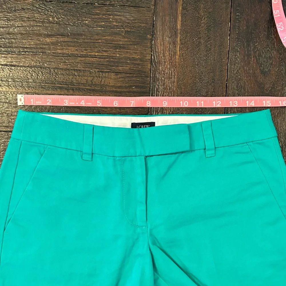 J. Crew Scalloped High Waist Shorts in Teal Green